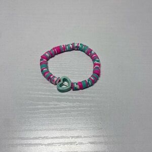 Handmade Colorful Clay Bead Bracelet with Heart Charm